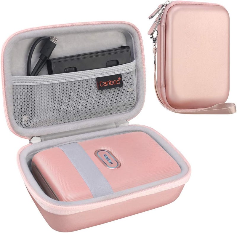 Canboc Carrying Case for Fujifilm Instax Mini Link 3 2 1 Smartphone Printer, Mesh pocket fit Instant Film and Cable, Rose Gold (Case Only) - Image 1